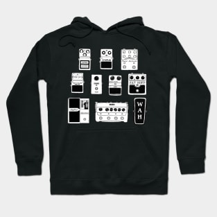 Guitar Pedals Black & White Music Gear Graphic Guitarist Bassist Gift Hoodie